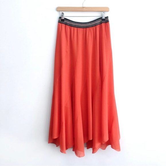 NWOT Anthropologie Vanessa Virginia Orange Colima Midi Skirt - Size L - Picture 5 of 6